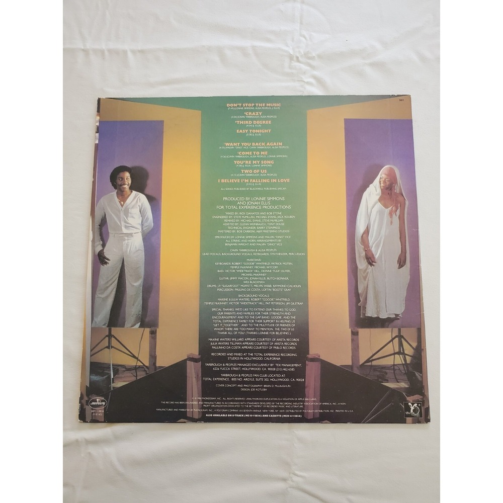 Yarbrough &‎ Peoples - The Two Of Us - Mercury, Mercury - SRM-1-3834 VG+ Tested - Picture 5 of 10